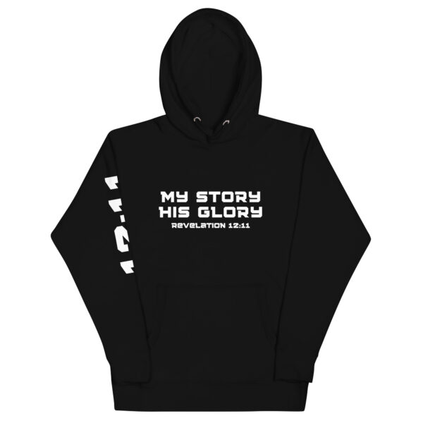 My Story His Glory Unisex Hoodie (White Graphic) - Image 3